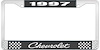 1997 Chevrolet Black And Chrome License Plate Frame With White Lettering - image 1