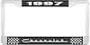 1997 Chevrolet Black And Chrome License Plate Frame With White Lettering - image 1