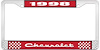 1998 Chevrolet Red And Chrome License Plate Frame With White Lettering - image 1