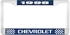 1998 Chevrolet Blue And Chrome License Plate Frame With White Lettering - image 1
