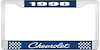1998 Chevrolet Blue And Chrome License Plate Frame With White Lettering - image 1