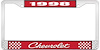 1998 Chevrolet Red And Chrome License Plate Frame With White Lettering - image 1