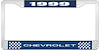 1999 Chevrolet Blue And Chrome License Plate Frame With White Lettering - image 1