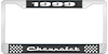 1999 Chevrolet Black And Chrome License Plate Frame With White Lettering - image 1