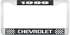 1999 Chevrolet Black And Chrome License Plate Frame With White Lettering - image 1