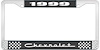 1999 Chevrolet Black And Chrome License Plate Frame With White Lettering - image 1