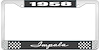 1958 Impala Black And Chrome License Plate Frame With White Lettering - image 1