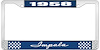 1958 Impala Blue And Chrome License Plate Frame With White Lettering - image 1