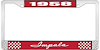 1958 Impala Red And Chrome License Plate Frame With White Lettering - image 1