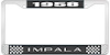 1958 Impala Black And Chrome License Plate Frame With White Lettering - image 1