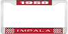 1958 Impala Red And Chrome License Plate Frame With White Lettering - image 1