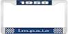 1958 Impala Blue And Chrome License Plate Frame With White Lettering - image 1