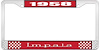 1958 Impala Red And Chrome License Plate Frame With White Lettering - image 1