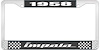 1958 Impala Black And Chrome License Plate Frame With White Lettering - image 1