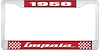 1958 Impala Red And Chrome License Plate Frame With White Lettering - image 1