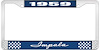 1959 Impala Blue And Chrome License Plate Frame With White Lettering - image 1