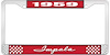 1959 Impala Red And Chrome License Plate Frame With White Lettering - image 1