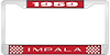 1959 Impala Red And Chrome License Plate Frame With White Lettering - image 1