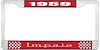 1959 Impala Red And Chrome License Plate Frame With White Lettering - image 1