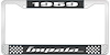 1959 Impala Black And Chrome License Plate Frame With White Lettering - image 1