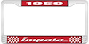 1959 Impala Red And Chrome License Plate Frame With White Lettering - image 1