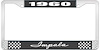 1960 Impala Black And Chrome License Plate Frame With White Lettering - image 1