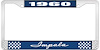 1960 Impala Blue And Chrome License Plate Frame With White Lettering - image 1