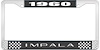 1960 Impala Black And Chrome License Plate Frame With White Lettering - image 1