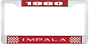 1960 Impala Red And Chrome License Plate Frame With White Lettering - image 1