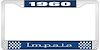 1960 Impala Blue And Chrome License Plate Frame With White Lettering - image 1