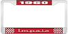 1960 Impala Red And Chrome License Plate Frame With White Lettering - image 1