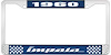 1960 Impala Blue And Chrome License Plate Frame With White Lettering - image 1
