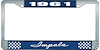 1961 Impala Blue And Chrome License Plate Frame With White Lettering - image 1
