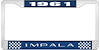 1961 Impala Blue And Chrome License Plate Frame With White Lettering - image 1
