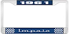 1961 Impala Blue And Chrome License Plate Frame With White Lettering - image 1