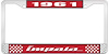 1961 Impala Red And Chrome License Plate Frame With White Lettering - image 1