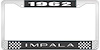 1962 Impala Black And Chrome License Plate Frame With White Lettering - image 1