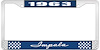 1963 Impala Blue And Chrome License Plate Frame With White Lettering - image 1