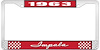 1963 Impala Red And Chrome License Plate Frame With White Lettering - image 1