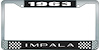 1963 Impala Black And Chrome License Plate Frame With White Lettering - image 1