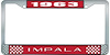 1963 Impala Red And Chrome License Plate Frame With White Lettering - image 1