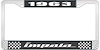 1963 Impala Black And Chrome License Plate Frame With White Lettering - image 1