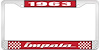 1963 Impala Red And Chrome License Plate Frame With White Lettering - image 1