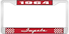 1964 Impala Red And Chrome License Plate Frame With White Lettering - image 1