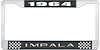 1964 Impala Black And Chrome License Plate Frame With White Lettering - image 1
