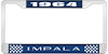 License Plate Frame 1964 Impala Blue And Chrome With White Lettering - image 1