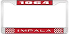 1964 Impala Red And Chrome License Plate Frame With White Lettering - image 1