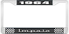 1964 Impala Black And Chrome License Plate Frame With White Lettering - image 1