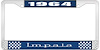 1964 Impala Blue And Chrome License Plate Frame With White Lettering - image 1