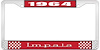 1964 Impala Red And Chrome License Plate Frame With White Lettering - image 1